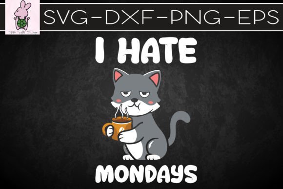Funny Cat I Hate Mondays Coffee Embroidery