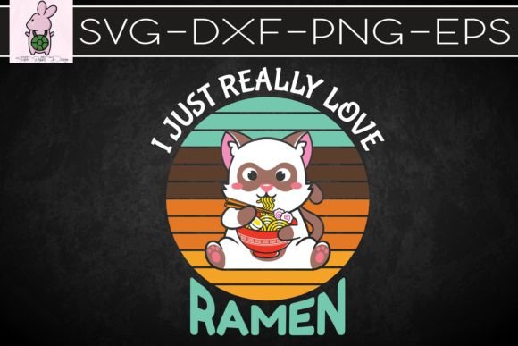 Love Ramen Japanese Noodles Kawaii Cat Embroidery Design