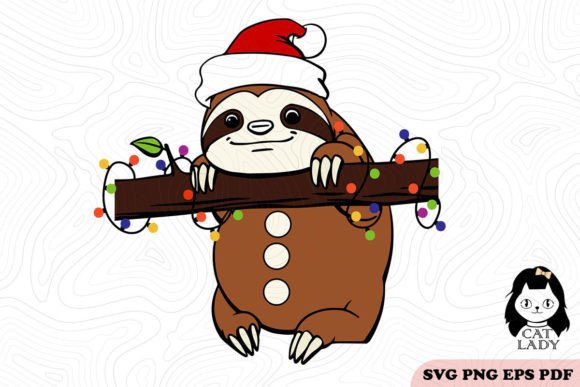 Sloth Christmas SVG PNG Review for Embroidery
